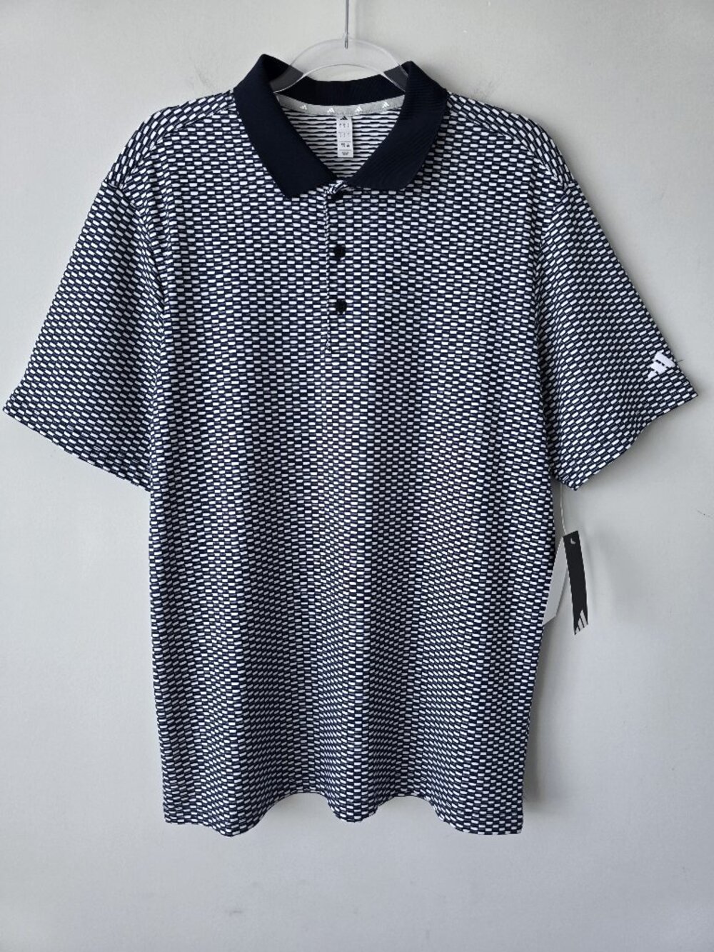 adidas Golf Polo Shirt Mens Navy Jacquard Textured Size L NWT